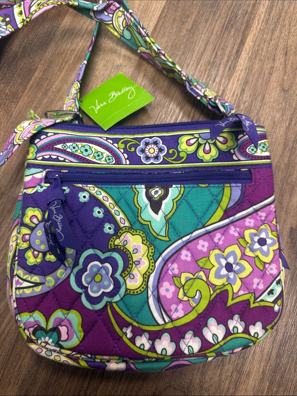 Vera Bradley Purple Teal Floral Quilted Crossbody